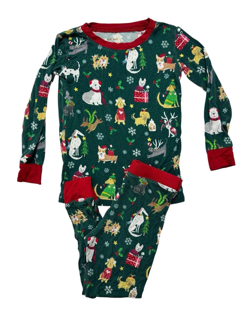 LITTLE SLEEPIES Holiday Hounds Bamboo Viscose Pajama Set 2T Christmas Dog Unisex